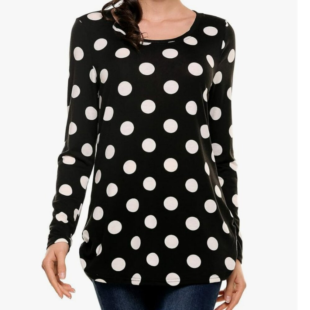 Long Sleeve Polka Dot Tunic Top